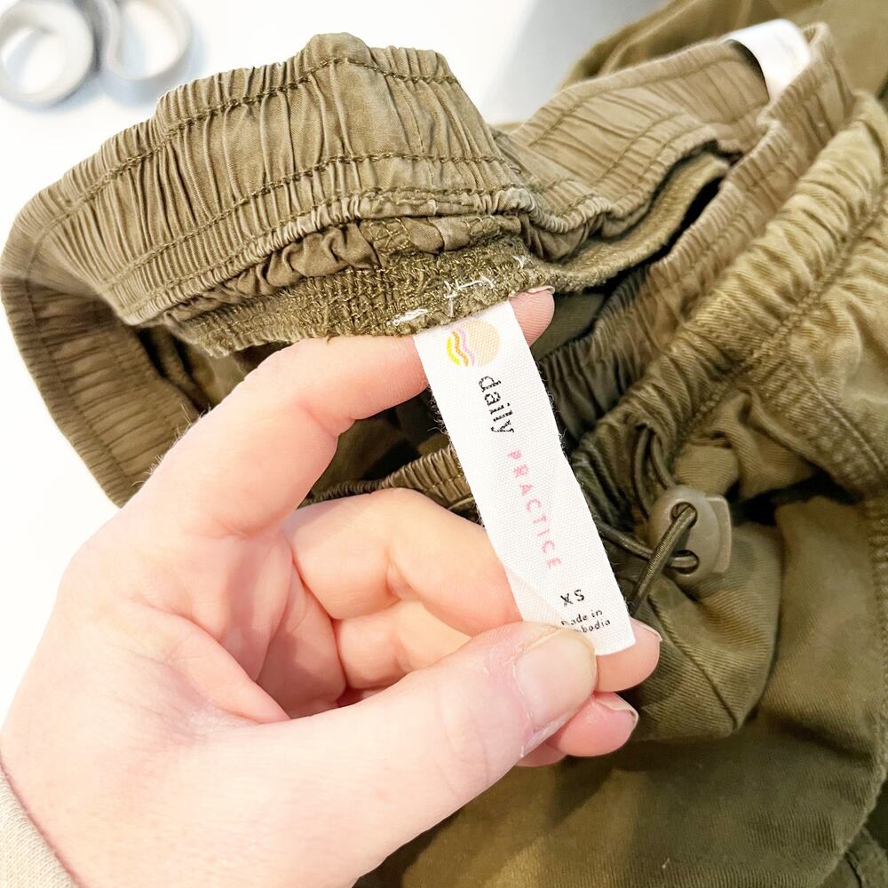 Anthropologie Olive Utility Wide-Leg Drawstring Pants - Picture 2 of 3